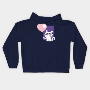 Cat with Balloon Kids Hoodie